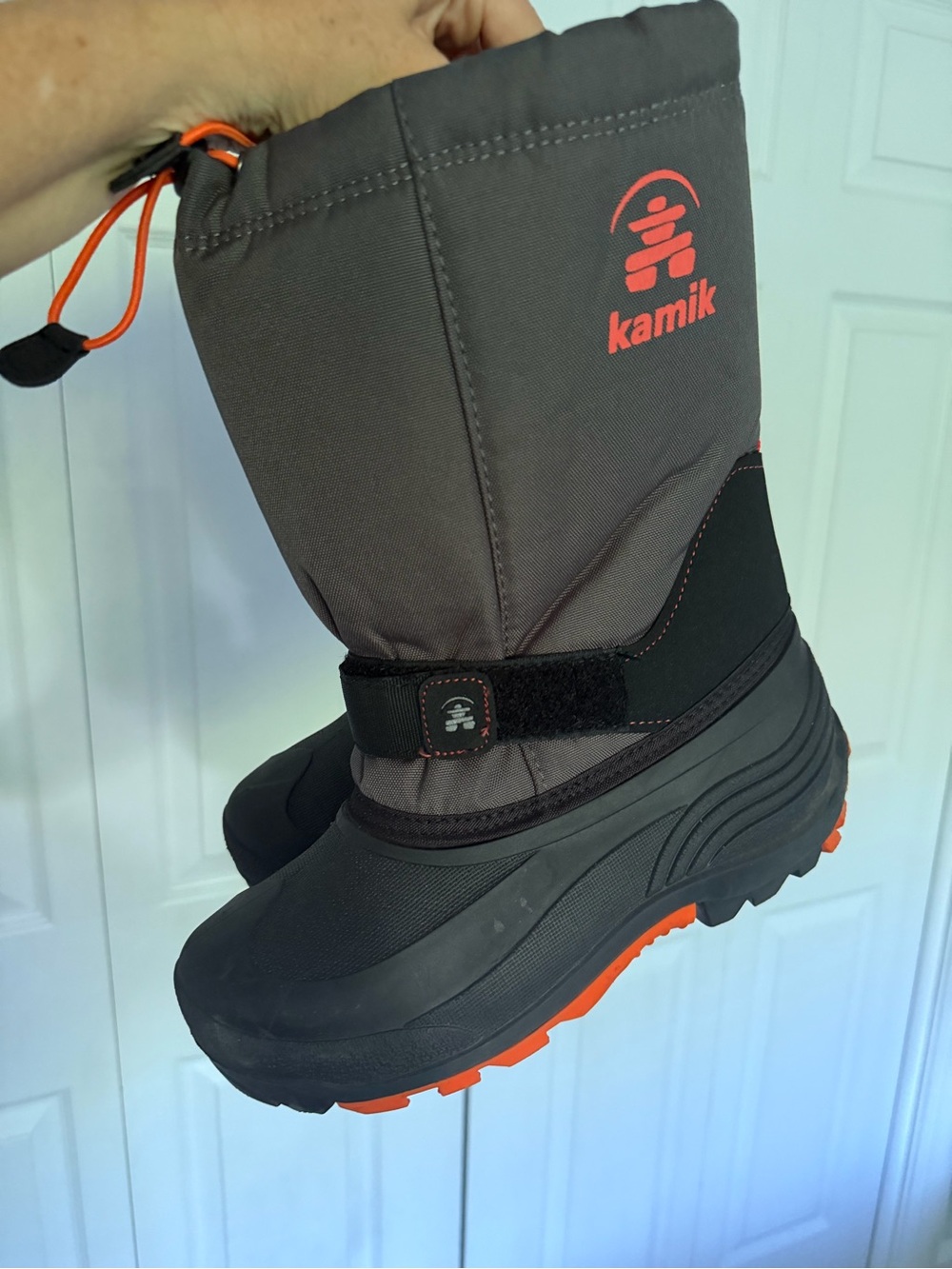 Kamik Kids Brown and Orange Snow Boots with Easy Strap